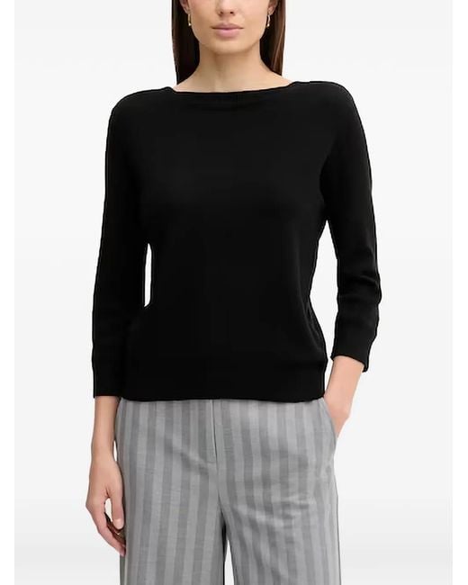 Benetton Black Boat-Neck Sweater