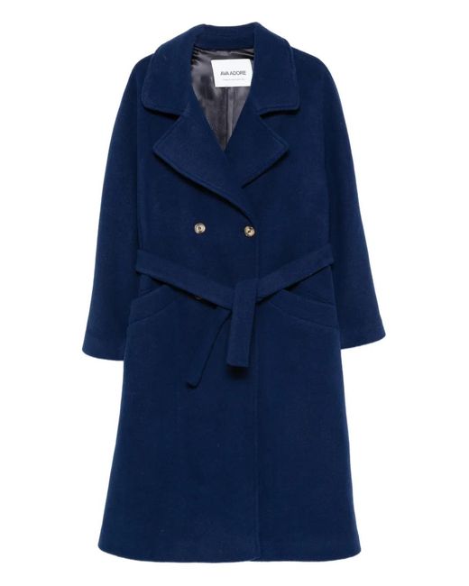 Ava Adore Blue Berlin Belted Double-Breasted Coat