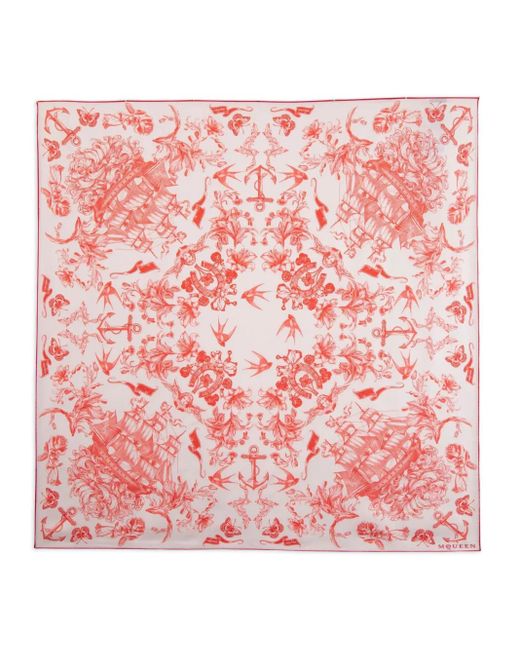 Alexander McQueen Pink Sailor Tattoo Seidenschal