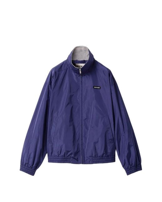 Miu Miu Blue High-Neck Oversized Jacket