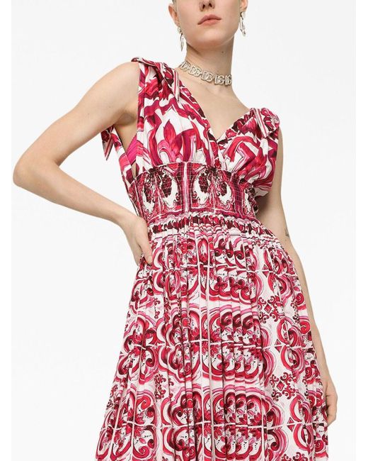 Dolce & Gabbana Maxi-jurk Met Majolica-print in het Red