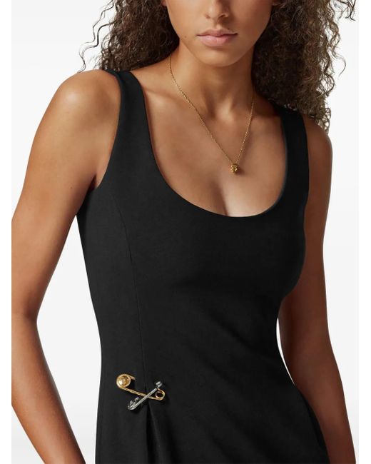 Versace Black Safety Pin Midi Dress