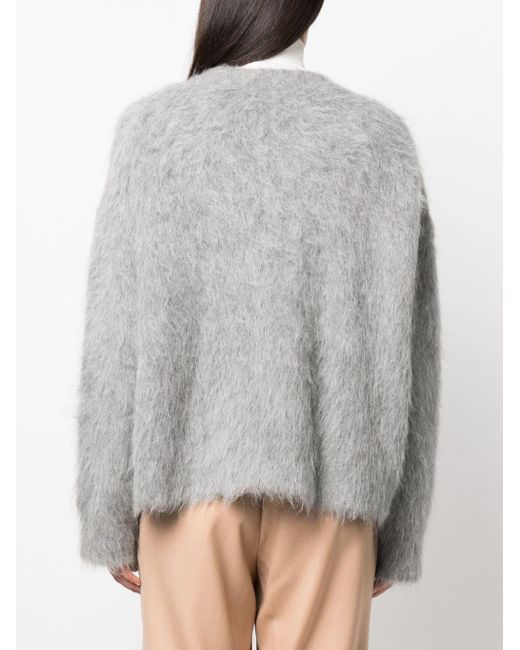 Totême  Gray V-neck Alpaca Wool-blend Cardigan