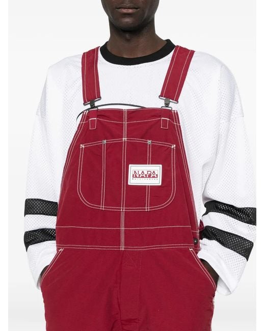 Napapijri Red Contrast-Stitching Jumpsuit for men