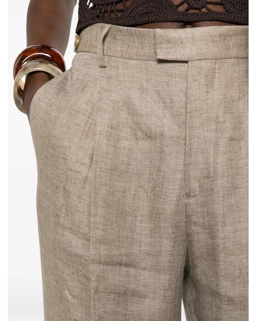 Berwich Natural Pleated-Front Trousers