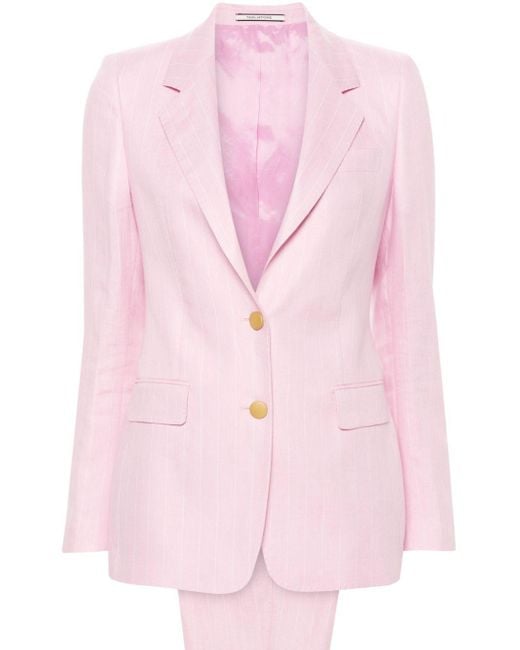 Tagliatore Pink Single-breasted Pinstripe Suit