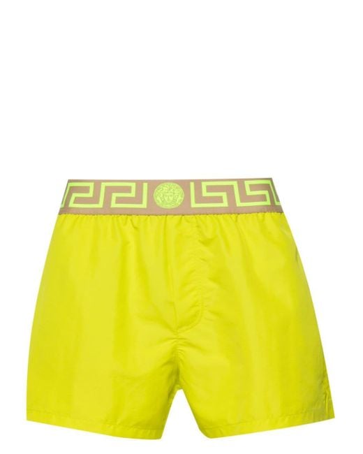 Versace Zwembroek Met Greca-tailleband in het Yellow voor heren