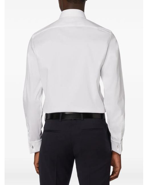 Boggi White Pointed-Collar Shirt for men