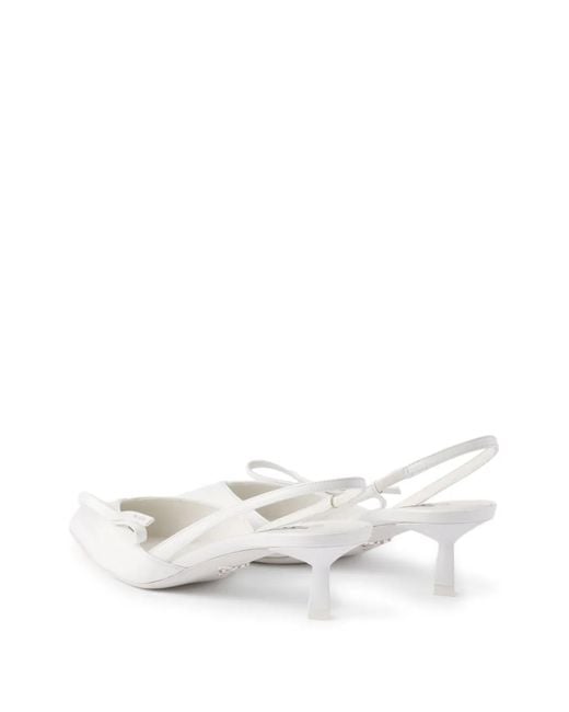 Prada White Patent Leather Slingback Pumps