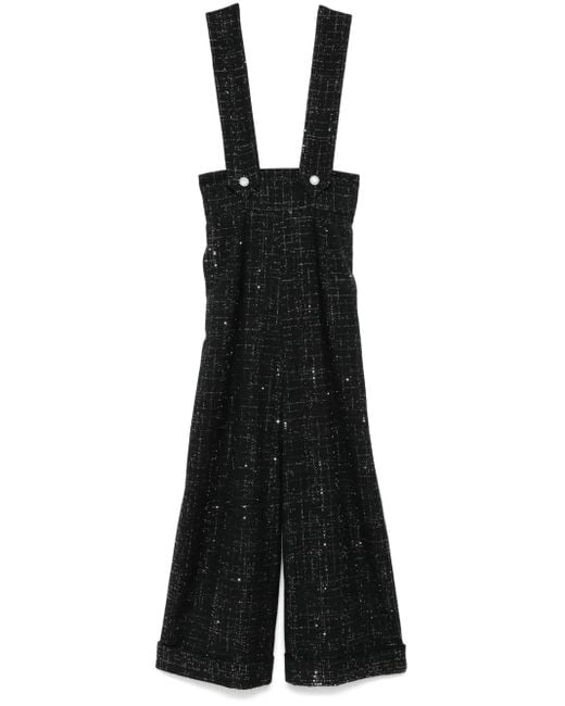 Maje Black Sequin-Detailing Overalls