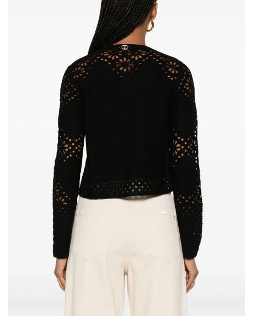 Twinset Black Open-Knit Cardigan
