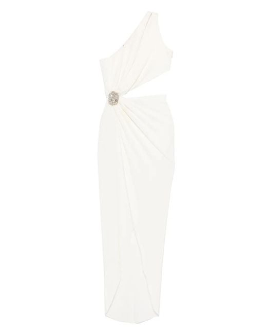 Amen White One-Shoulder Draped Mini Dress