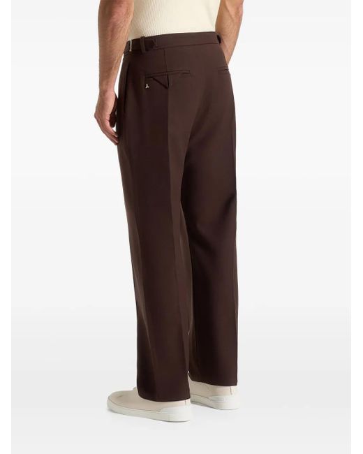 Manière De Voir Brown Pleated-Front Tailored Trousers for men