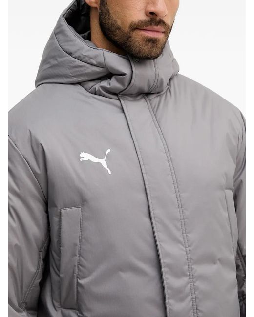 PUMA Gray Logo-Detail Hooded Jacket for men