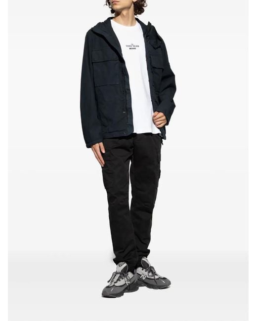 Stone Island Blue Hooded Patch-Pocket Jacket for men