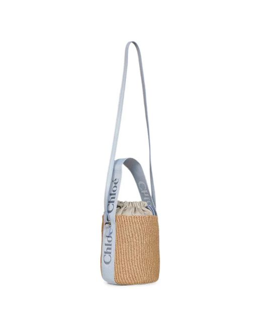 Chloé White Logo-Embroidered Woven-Paper Shoulder Bag