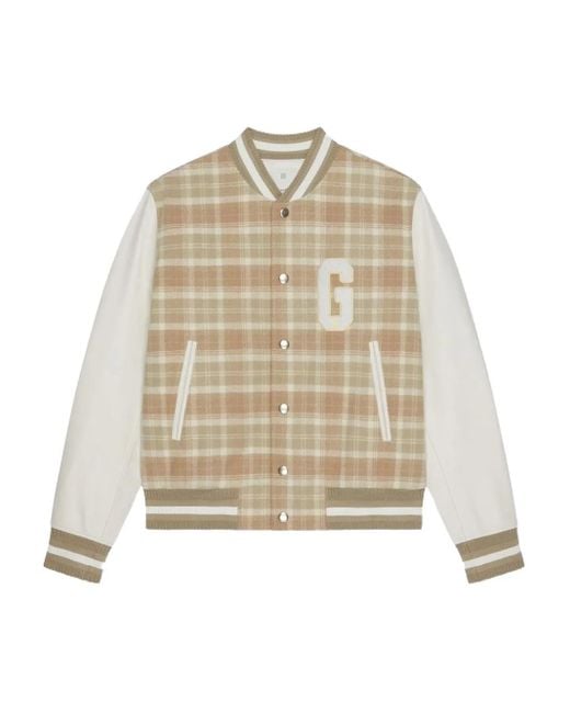 Givenchy White Checked Varsity Jacket for men