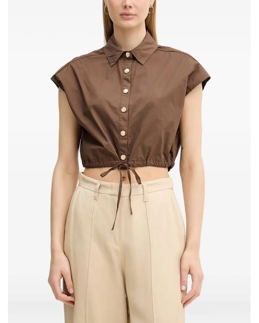 GAUDI Natural Cropped Drawstring-Waist Shirt
