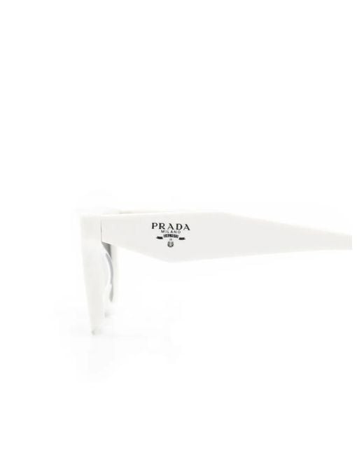 Prada White Rectangle-Frame Sunglasses