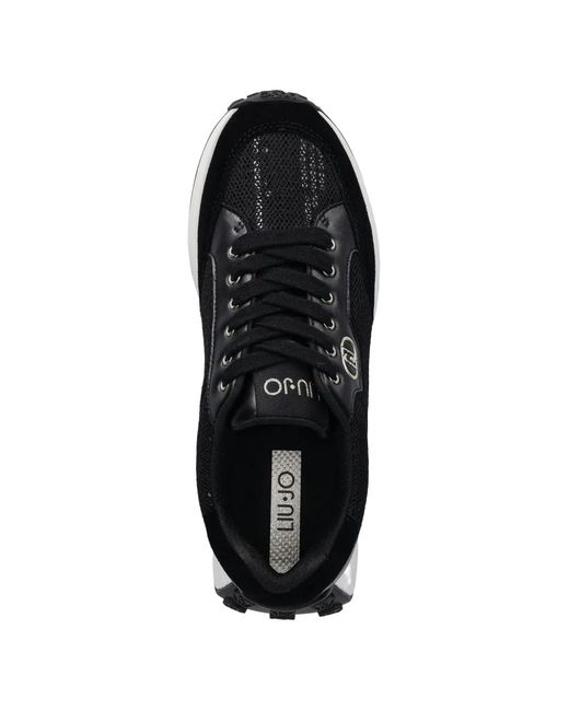 Liu Jo Black Mesh And Sequined Sneakers