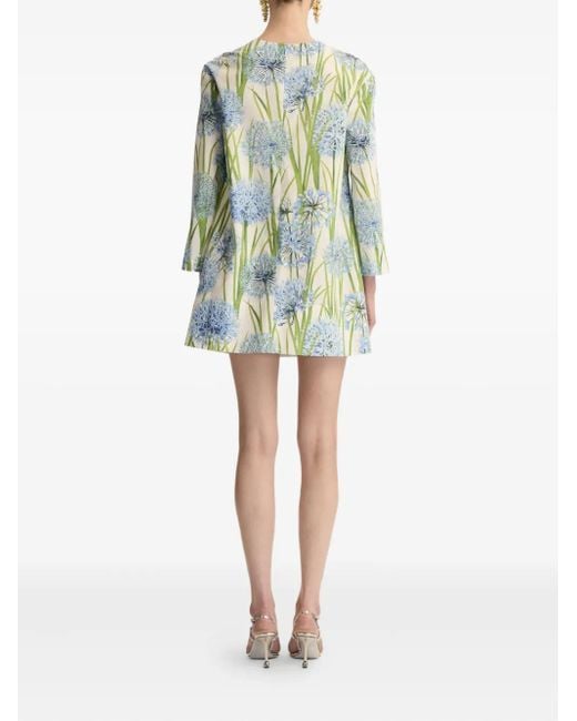 Oscar de la Renta Blue Allium Poplin Dress