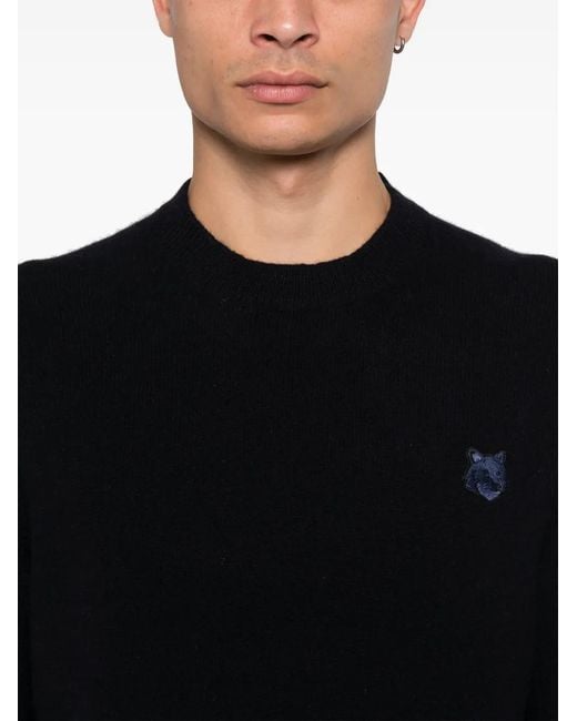 Maison Kitsuné Black Chillax Fox Wool Jumper for men
