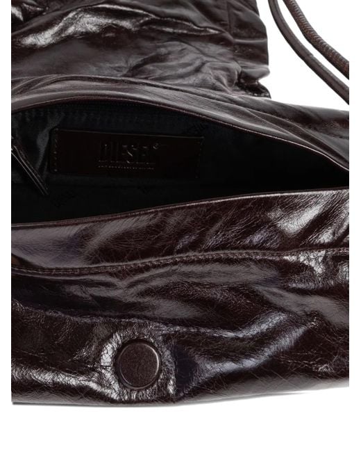 DIESEL Pleated Clasp Tote Bag Black