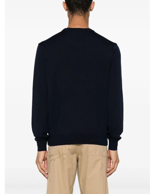 Maison Kitsuné Blue Fox-Motif Wool Jumper for men