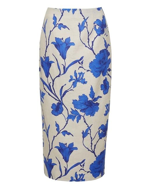 Falda de tubo Sienna con motivo floral Cara Cara de color Blue