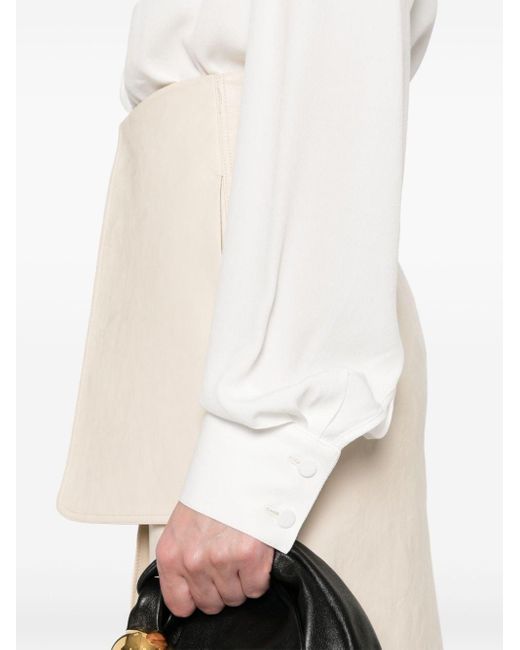 Styland White Oversized-collar Crepe Shirt