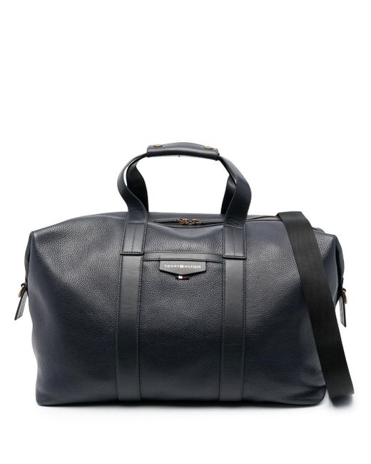 Tommy Hilfiger Grained Leather Duffle Bag in Black for Men | Lyst