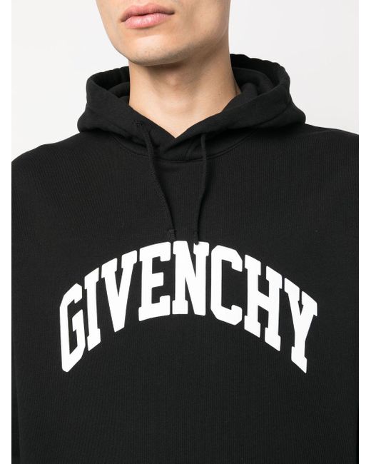 Givenchy Black Logo-print Cotton Hoodie for men