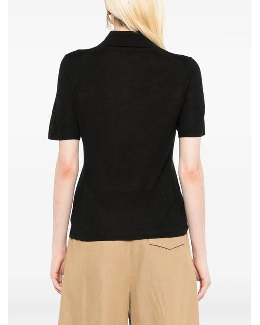 Theory Black Piped Short-Sleeve Polo Shirt