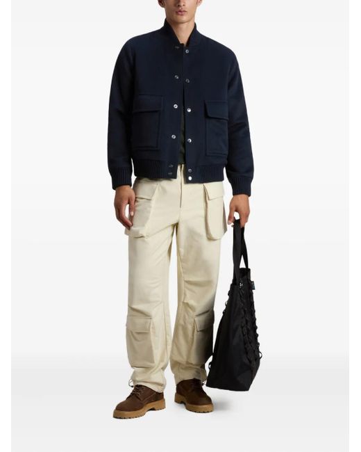Woolrich Blue Twill-Weave Patch-Pocket Bomber Jacket for men
