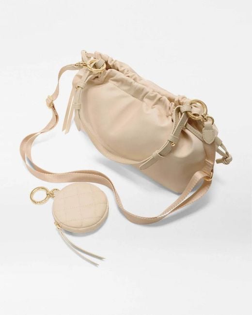 MZ Wallace Natural Small Waverly Drawstring Bucket Bag