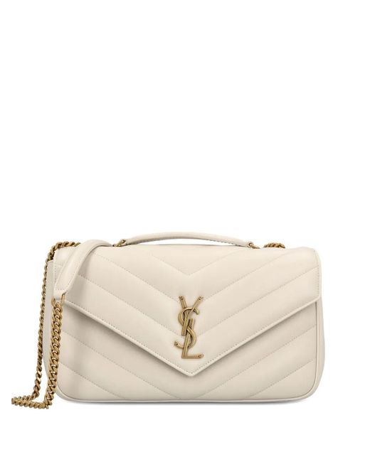 Bolso De Hombro Loulou Mediano Acolchado Con Logo Cassandre Saint Laurent de color Natural