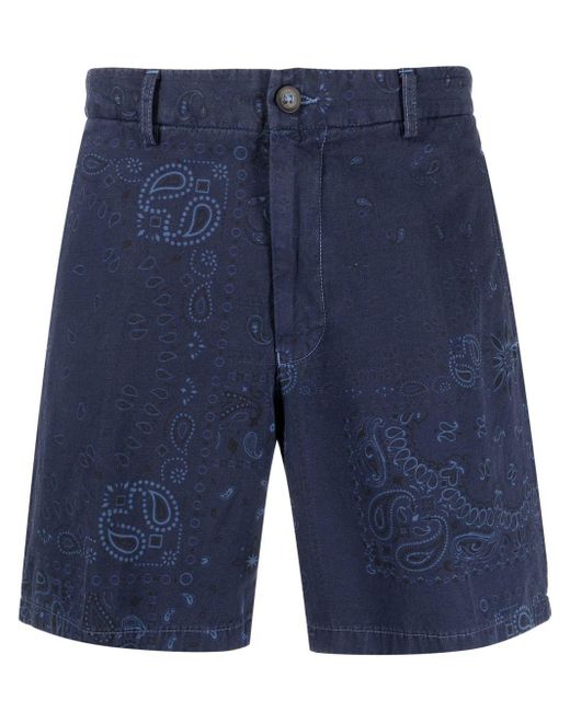 Altea Blue Paisley-print Chino Shorts for men