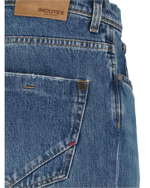 メンズ Incotex ベルトループ パンツ Blue