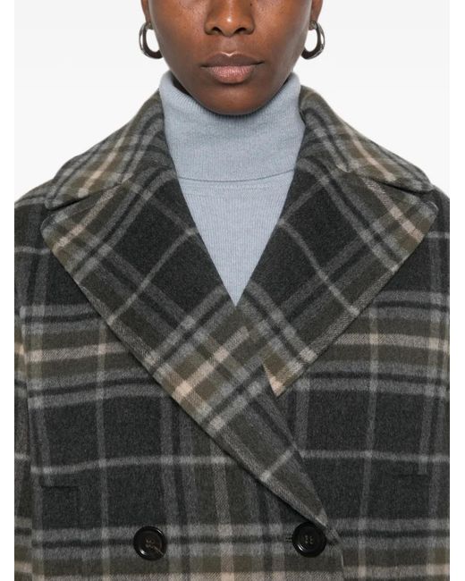 Bompard Black Tartan Double-Breasted Jacket