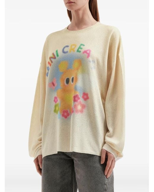 Mini Cream White Graphic-Print Sweater