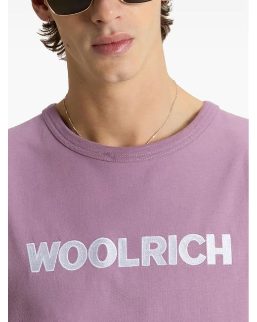 Woolrich Purple Logo-Print T-Shirt for men