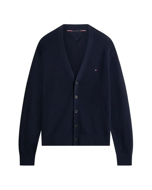Tommy Hilfiger Blue V-Neck Button Cardigan for men