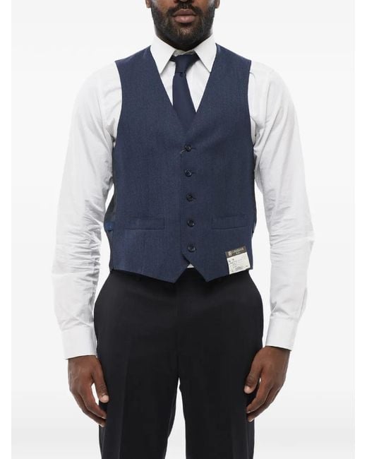 Corneliani Blue Leader Wool Waistcoat for men