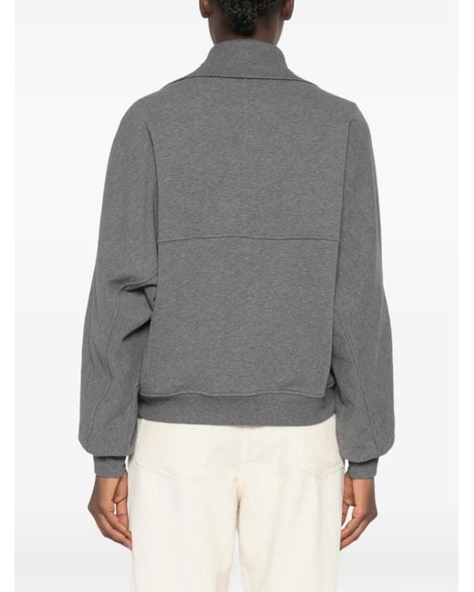 Brunello Cucinelli Gray Logo-Embroidered Zip-Up Hoodie