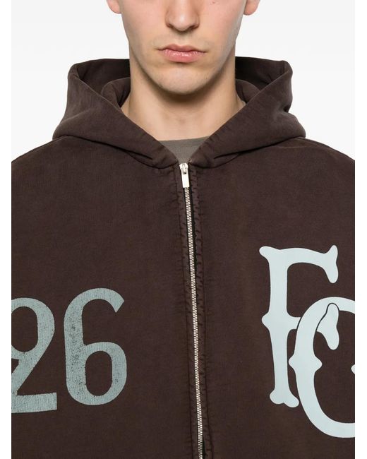 Fear Of God Brown Logo-Print Half-Zip Hoodie for men