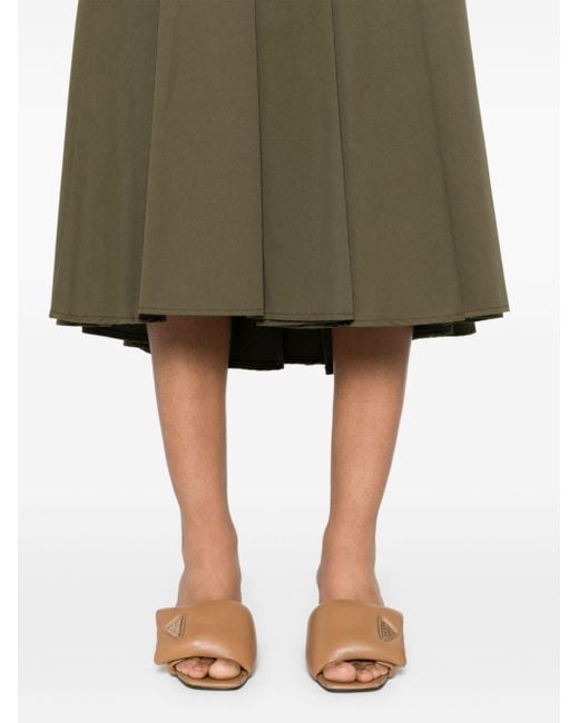 Semicouture Green Gabardine-weave Midi Skirt