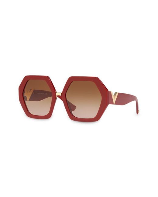 red hexagon sunglasses