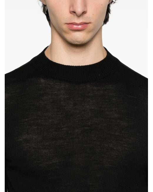 Rick Owens Black Long-Sleeved Wool T-Shirt for men