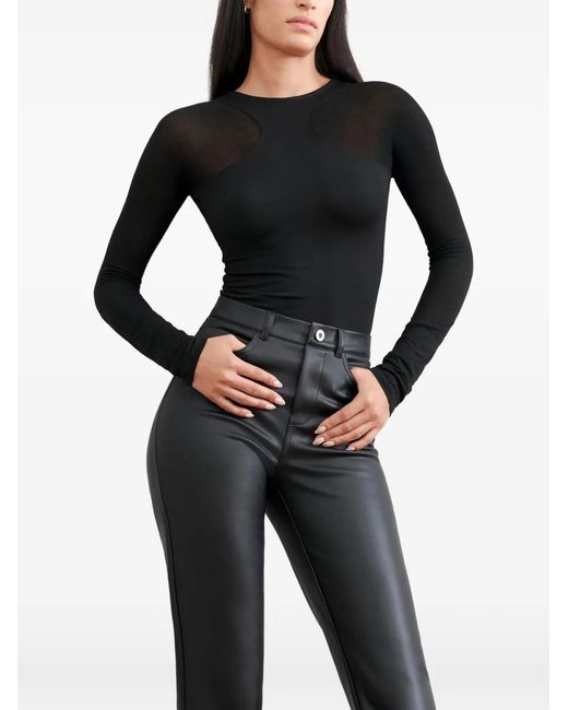 MARCELLA Black Yada Sheer-Panel Top