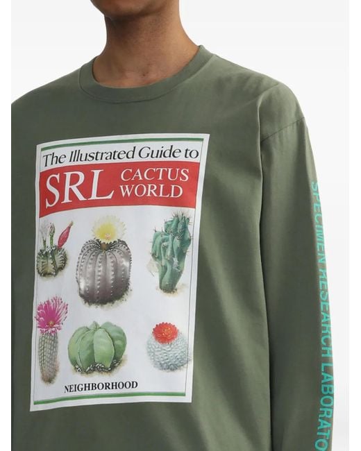 Neighborhood Green Cactus-Print Long-Sleeve T-Shirt for men